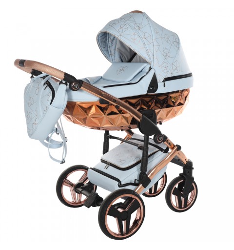 Junama Hearts - wózek wielofunkcyjny, zestaw 2w1 z opcją 3w1 i 4w1 | 05 Błękitny/Miedziany